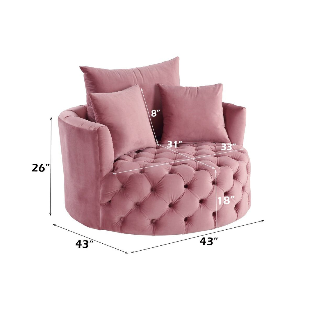 Zunyas - Accent Chair With Swivel - Pink Velvet