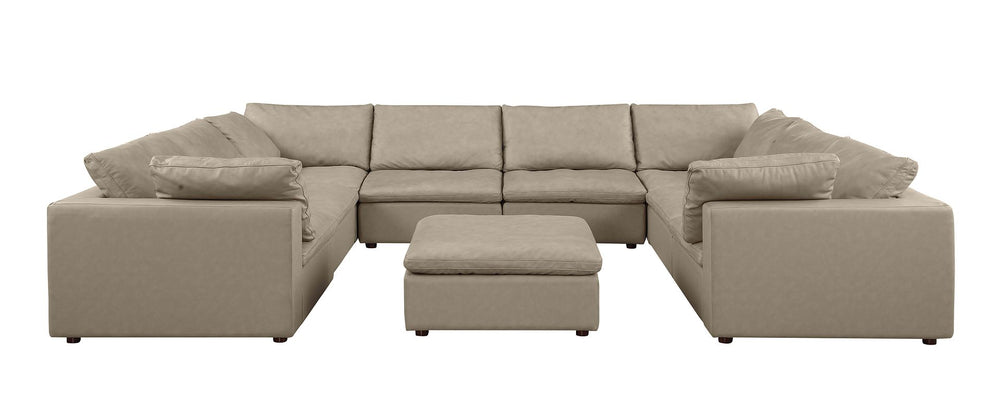 DivanItalia 1100 9-Piece U-Shaped Sectional in Top-Grain Italian Leather - Beige