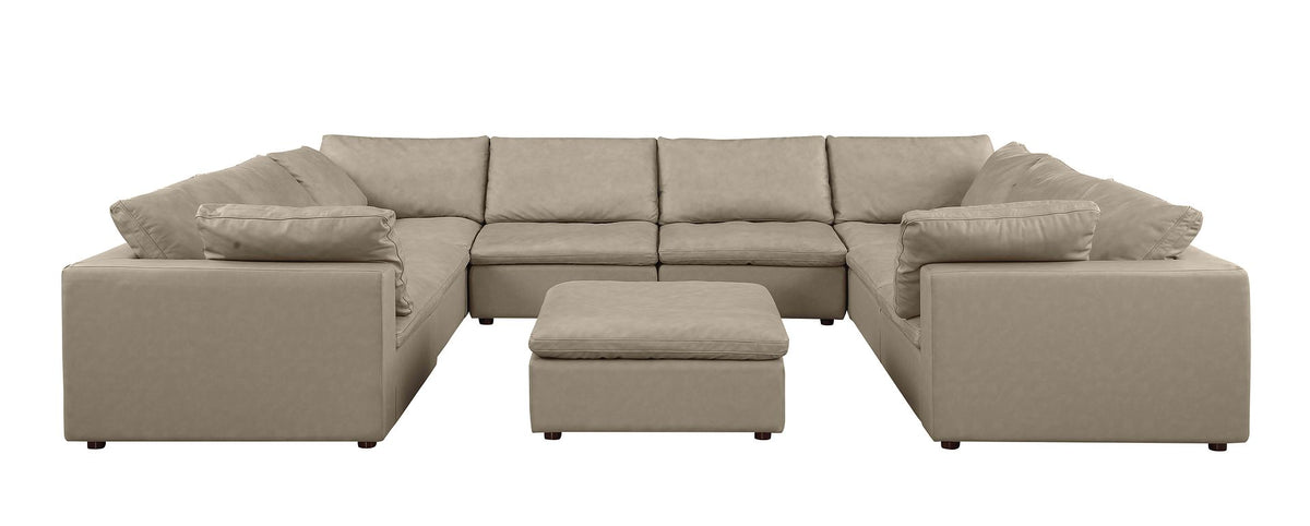 DivanItalia 1100 9-Piece U-Shaped Sectional in Top-Grain Italian Leather - Beige