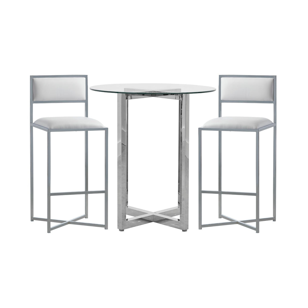 Amalfi X-Base Bar Stool in White Leather