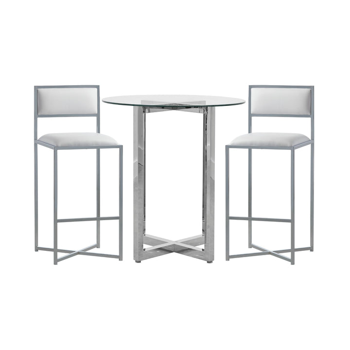 Amalfi X-Base Bar Stool in White Leather