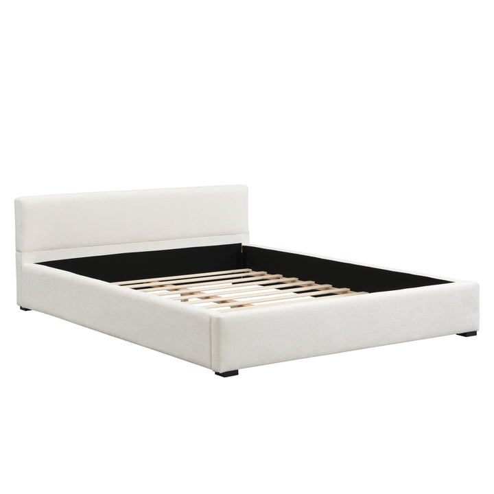 Wide-Edge Upholstered Queen Bed – Beige