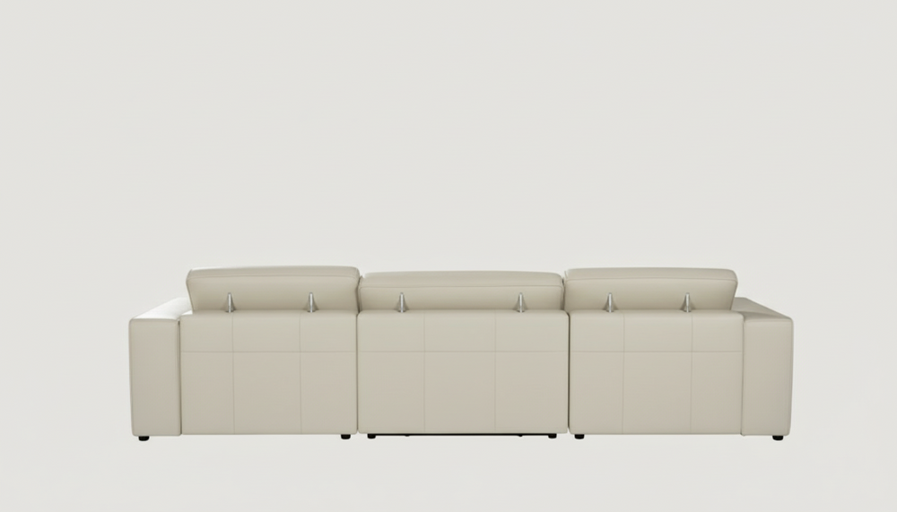Tampa Power Reclining Italian Leather Sectional in Cream - alternate view 4