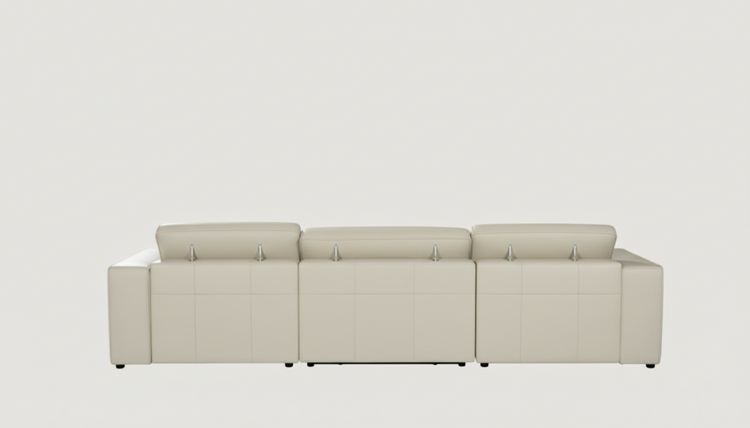 Tampa Power Reclining Italian Leather Sectional in Cream