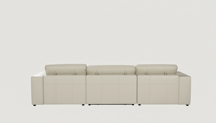 Tampa Power Reclining Italian Leather Sectional in Cream