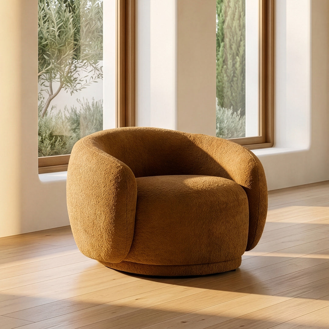 Andrew - Modern Orange Fabric Swivel Accent Chair