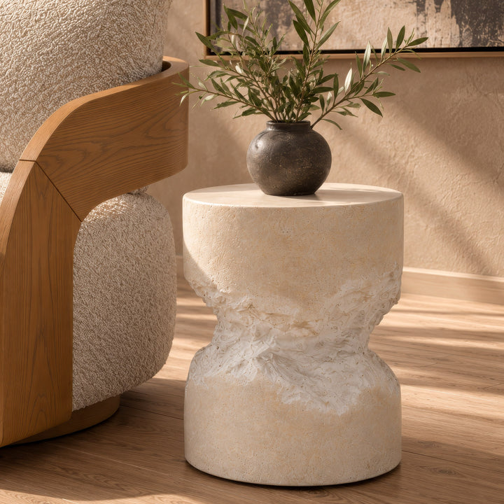 Bamba - Modern Cream Concrete End Table