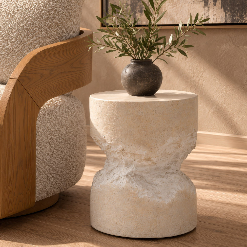 Bamba - Modern Cream Concrete End Table