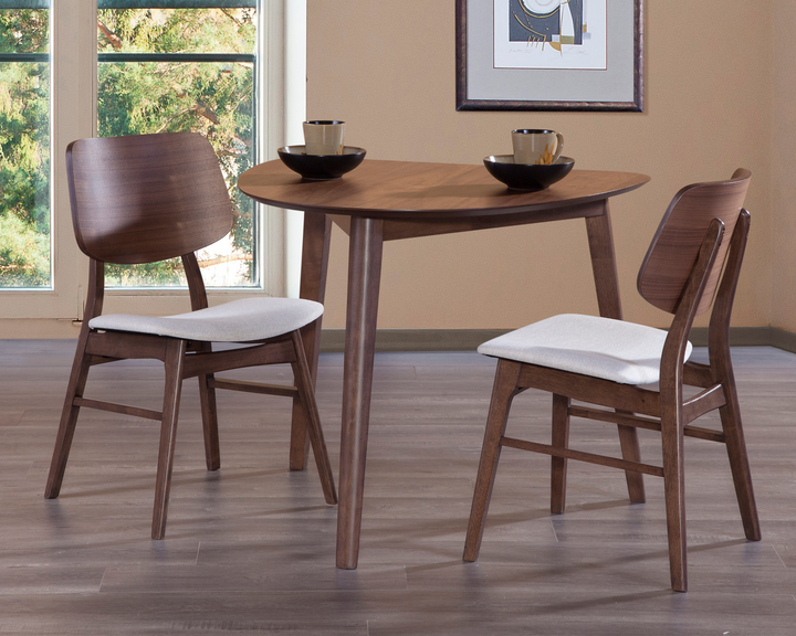 3-Piece Mid-Century Dining Set for Small Spaces – Walnut Finish
