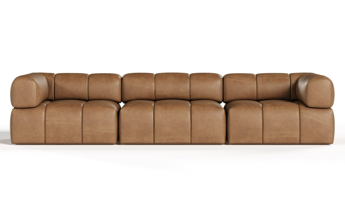Everest - Modern Brown Leather Modular Sectional Sofa-3-Piece Sectional