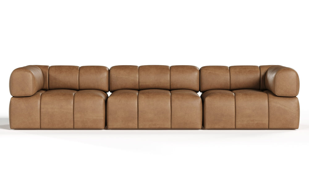 Everest - Modern Brown Leather Modular Sectional Sofa-3-Piece Sectional