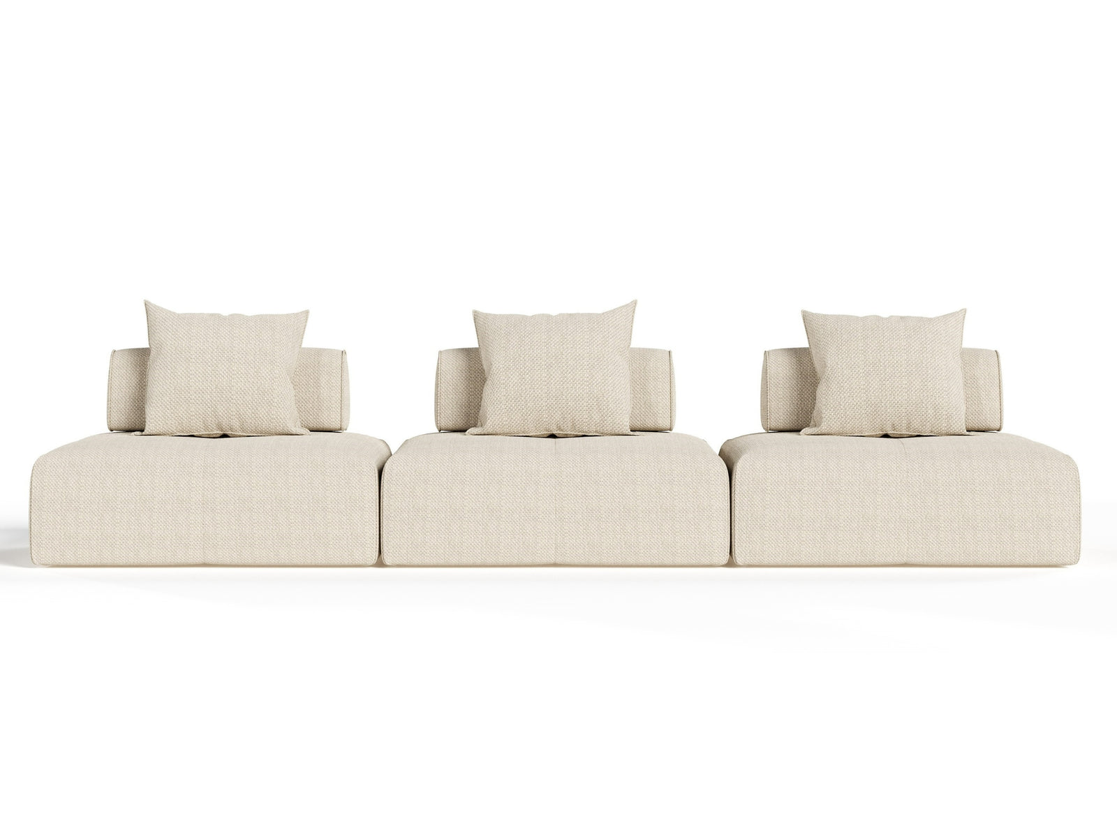 Mondo - Modern Modular Beige Fabric Sectional Sofa-3-Piece Sectional