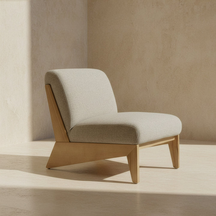 Vance - Modern Sand Fabric + Wood Accent Chair
