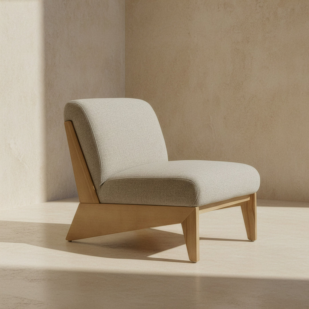Vance - Modern Sand Fabric + Wood Accent Chair