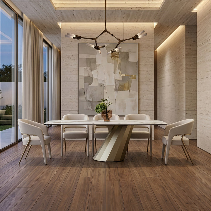 Vela - Modern Ceramic + Brass Dining Table