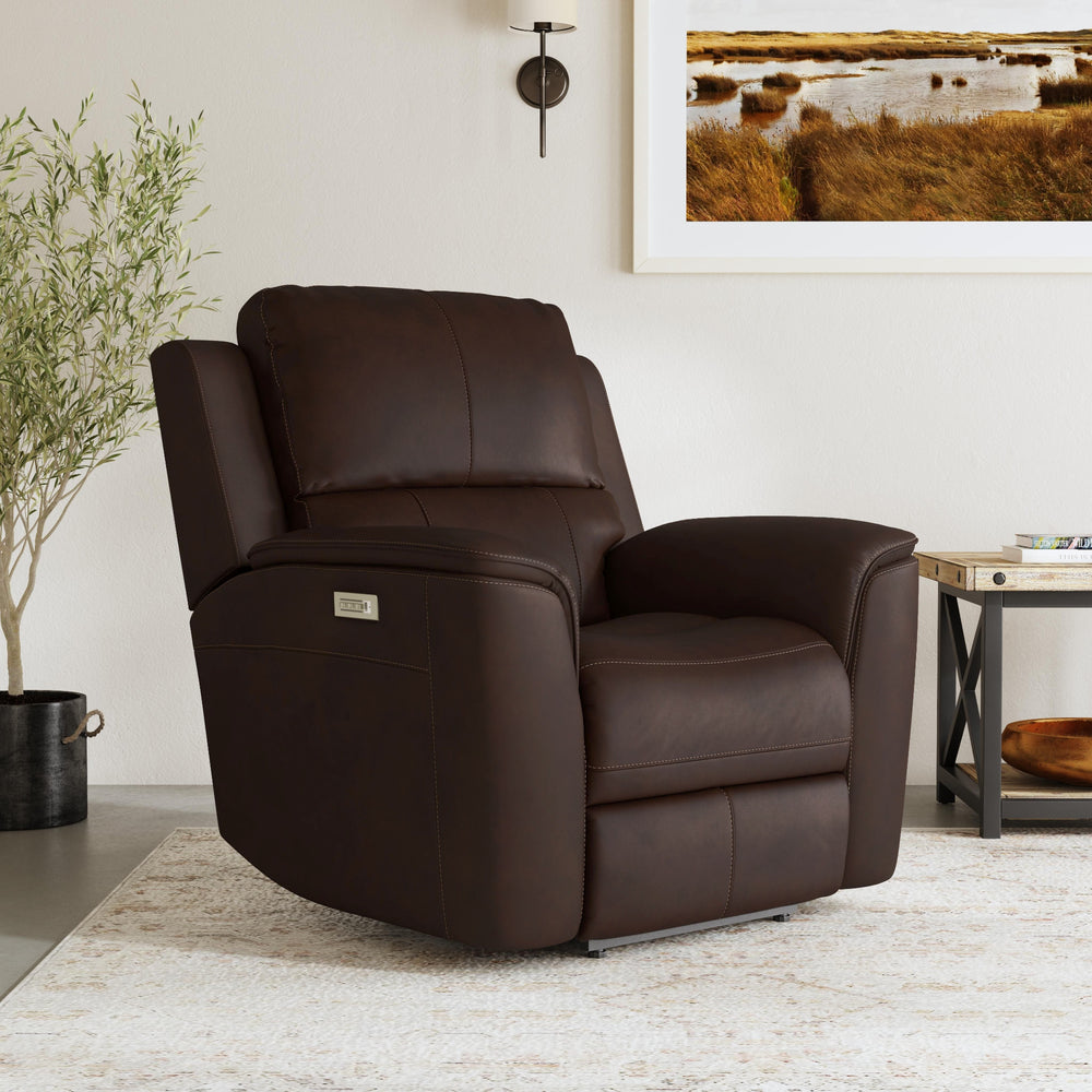 Henry Fabric Power Recliner with Power Headrest & Lumbar in Fog