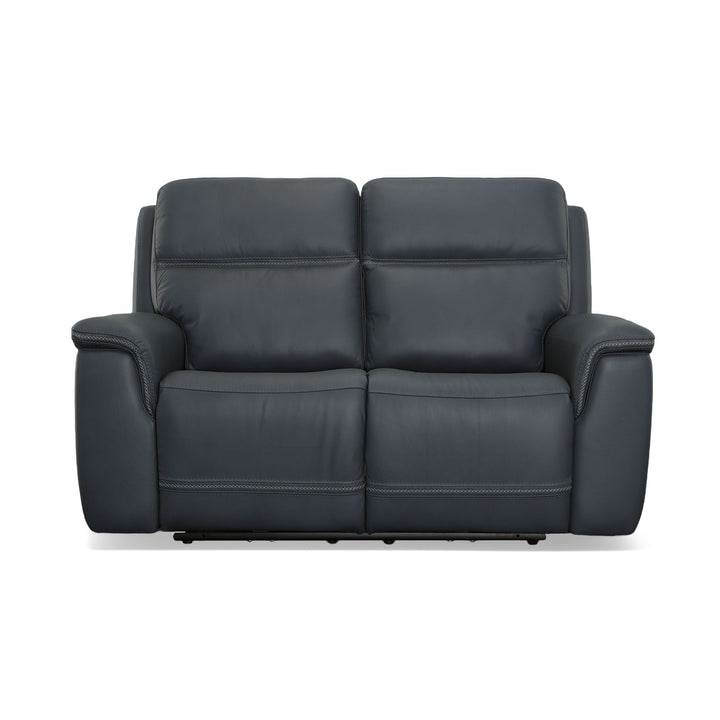 Sawyer Leather Power Reclining Loveseat w/ Pwr Headrests, Lumbar in Marine