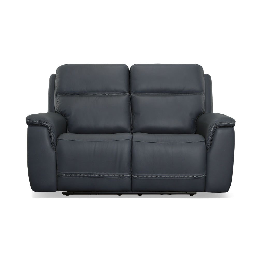 Sawyer Leather Power Reclining Loveseat w/ Pwr Headrests, Lumbar in Marine