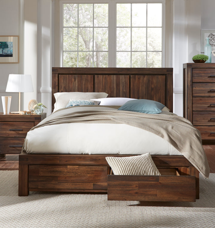 Modus Furniture 3F41D7 Meadow Solid Wood Footboard Storage Bed In Brick Brown