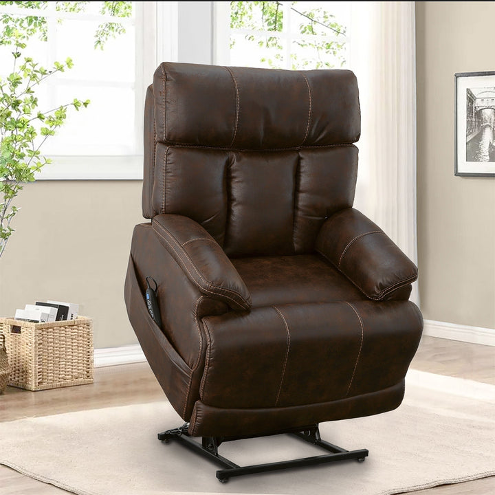 Clive Fabric Power Lift Recliner with Power Headrest &amp; Lumbar in Clove