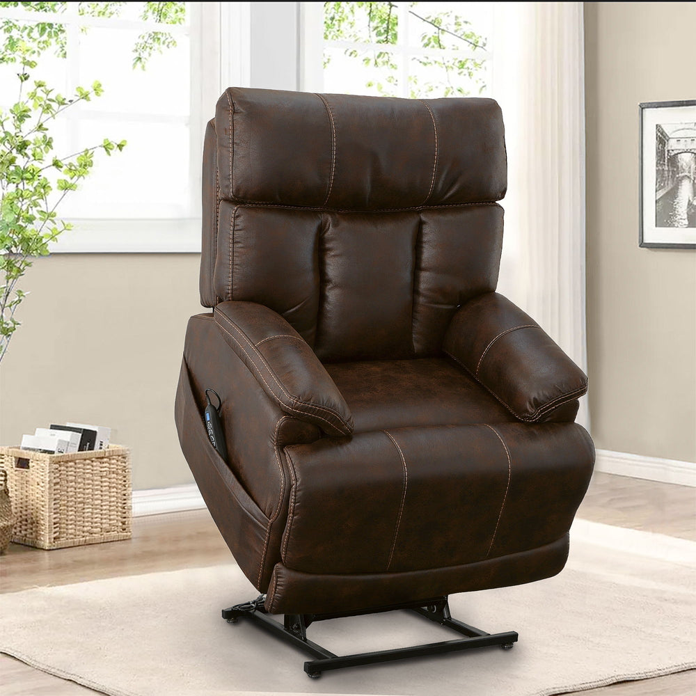 Clive Fabric Power Lift Recliner with Power Headrest & Lumbar in Clove
