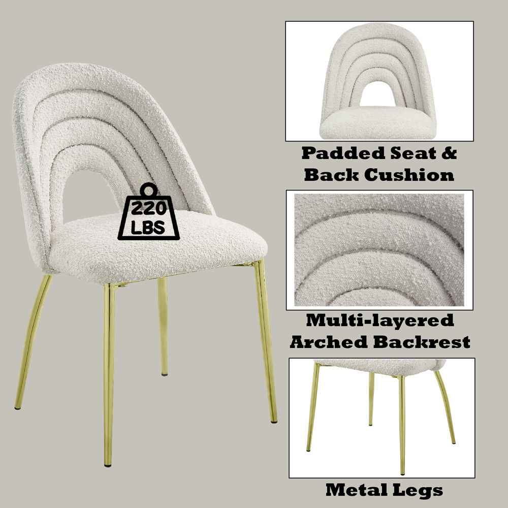 Fadri - Side Chair Set of 2) - Teddy Sherpa & Mirrored Gold