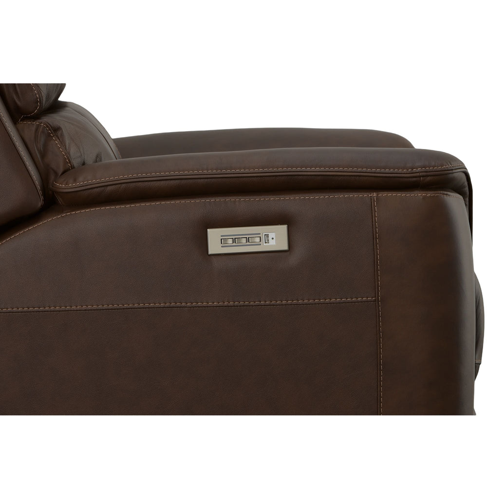 Henry Leather Power Recliner with Power Headrest & Lumbar in Burnt Umber