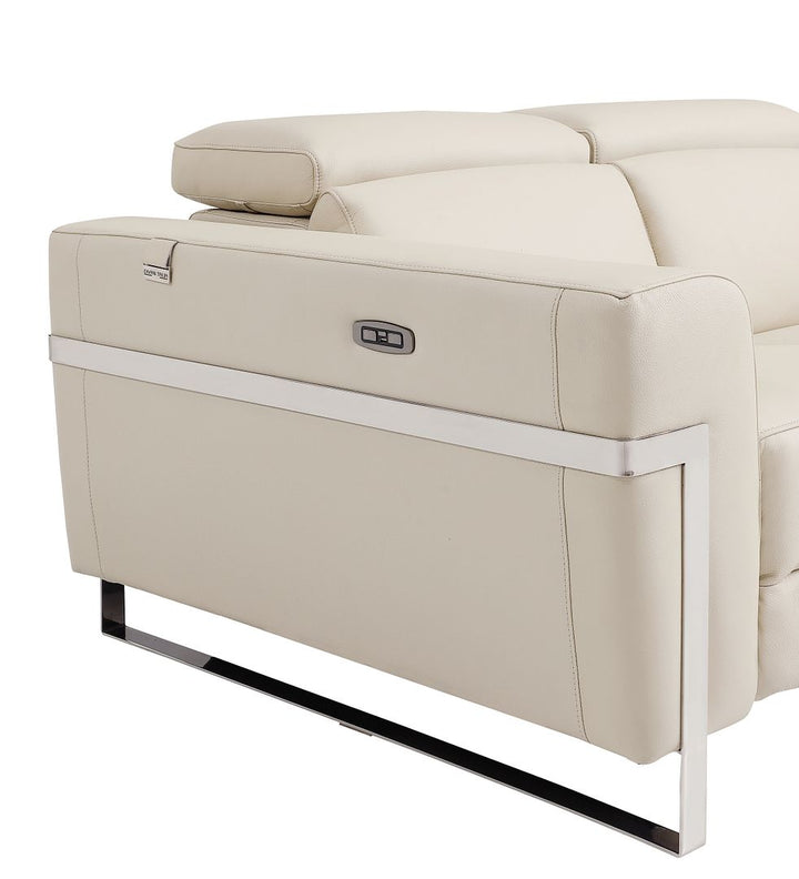 DivanItalia 990 Power Reclining Sofa with Power Headrest in Top-Grain Italian Leather - Beige