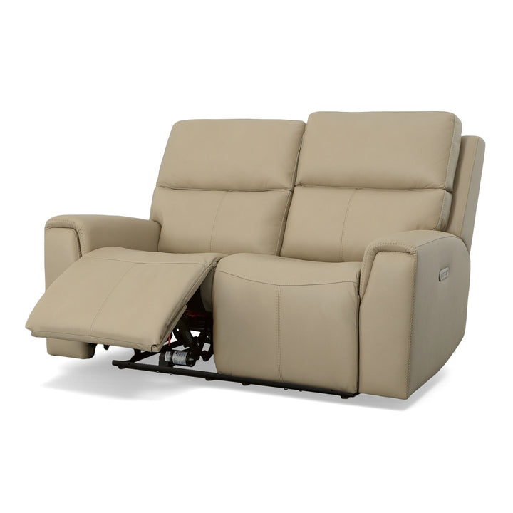 Jarvis Leather Power Reclining Loveseat with Power Headrests in Parchment