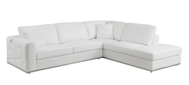 DivanItalia 998 Right Arm Facing Sectional in Top-Grain Italian Leather - White