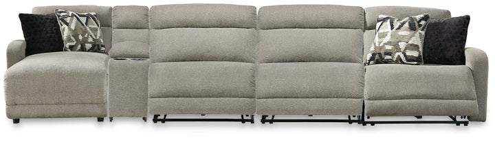 Colleyville - 5-Piece Power Reclining Sectional With LAF Press Back Power Chaise And Armless Power Recliners - Stone by Ashley Furniture product image