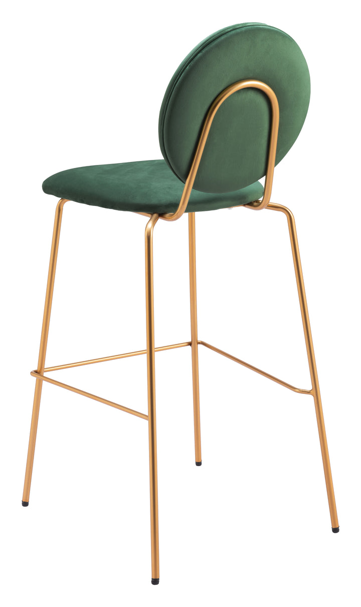 Zuo Modern 109806 Odessa Barstool (Set of 2) Green &amp; Gold