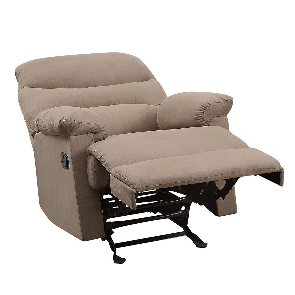 Arcadia - Motion Glider Recliner - Light Brown Microfiber