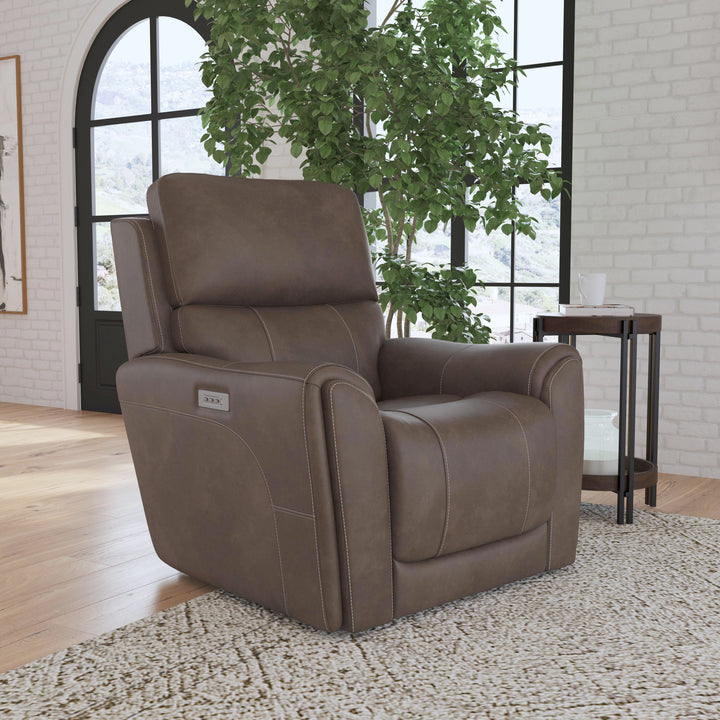 Carter Fabric Power Recliner with Power Headrest &amp; Lumbar in Cappuccino