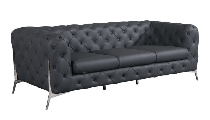 DivanItalia 970 Italian Leather Dark Gray Sofa and Loveseat