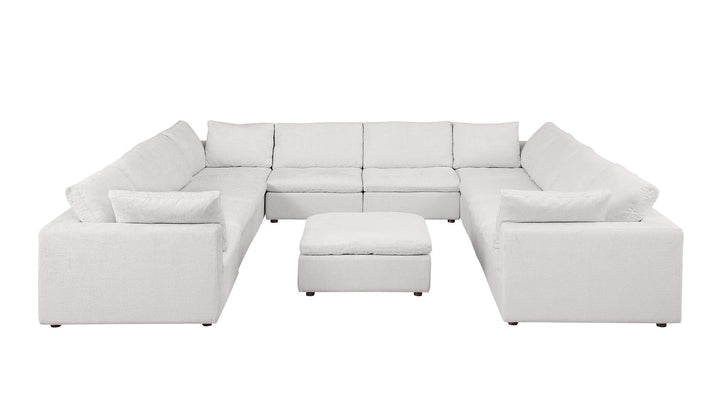 DivanItalia 1100 11-Piece U-Shaped Sectional in Top-Grain Italian Leather - Pearl