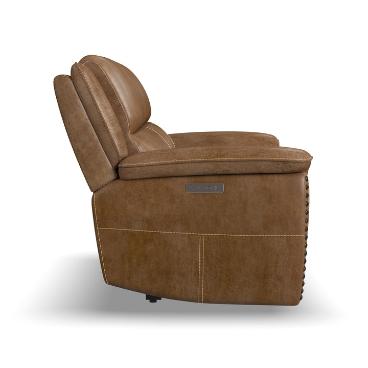 Beau Fabric Power Reclining Loveseat with Power Headrests in Silt