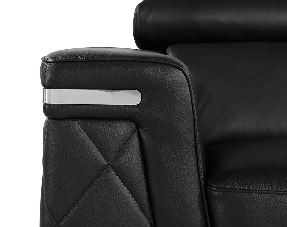 DivanItalia 1140 Chair with Adjustable Headrest in Top-Grain Italian Leather - Black