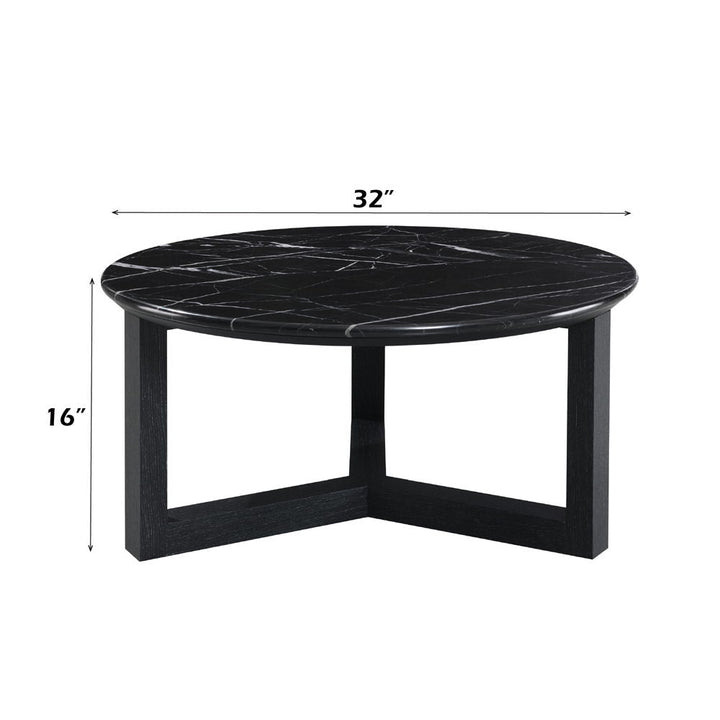 Dara - 32" Coffee Table - Natural Marble Top & Black