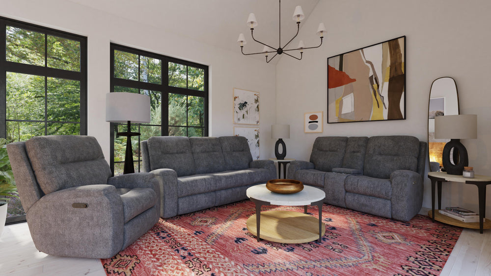 Flexsteel 2860-62L Penn  Power Reclining Sofa With Power Headrests & Lumbar  Dark Gray