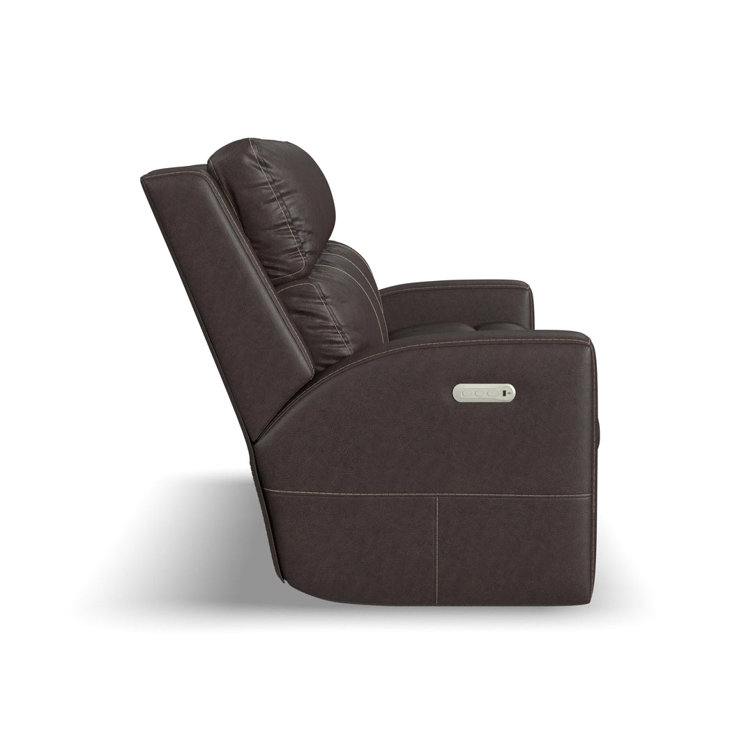 Flexsteel B3805-62L Score  Power Reclining Sofa With Power Headrests & Lumbar  Brown