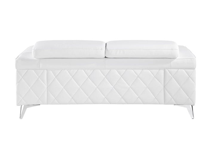 DivanItalia 1140 Loveseat with Adjustable Headrest in Top-Grain Italian Leather - White
