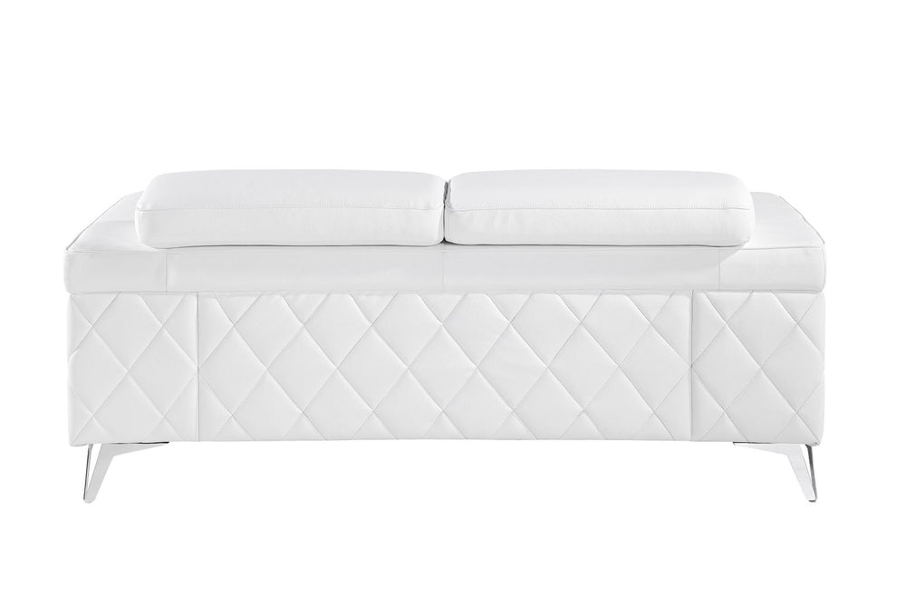 DivanItalia 1140 Loveseat with Adjustable Headrest in Top-Grain Italian Leather - White
