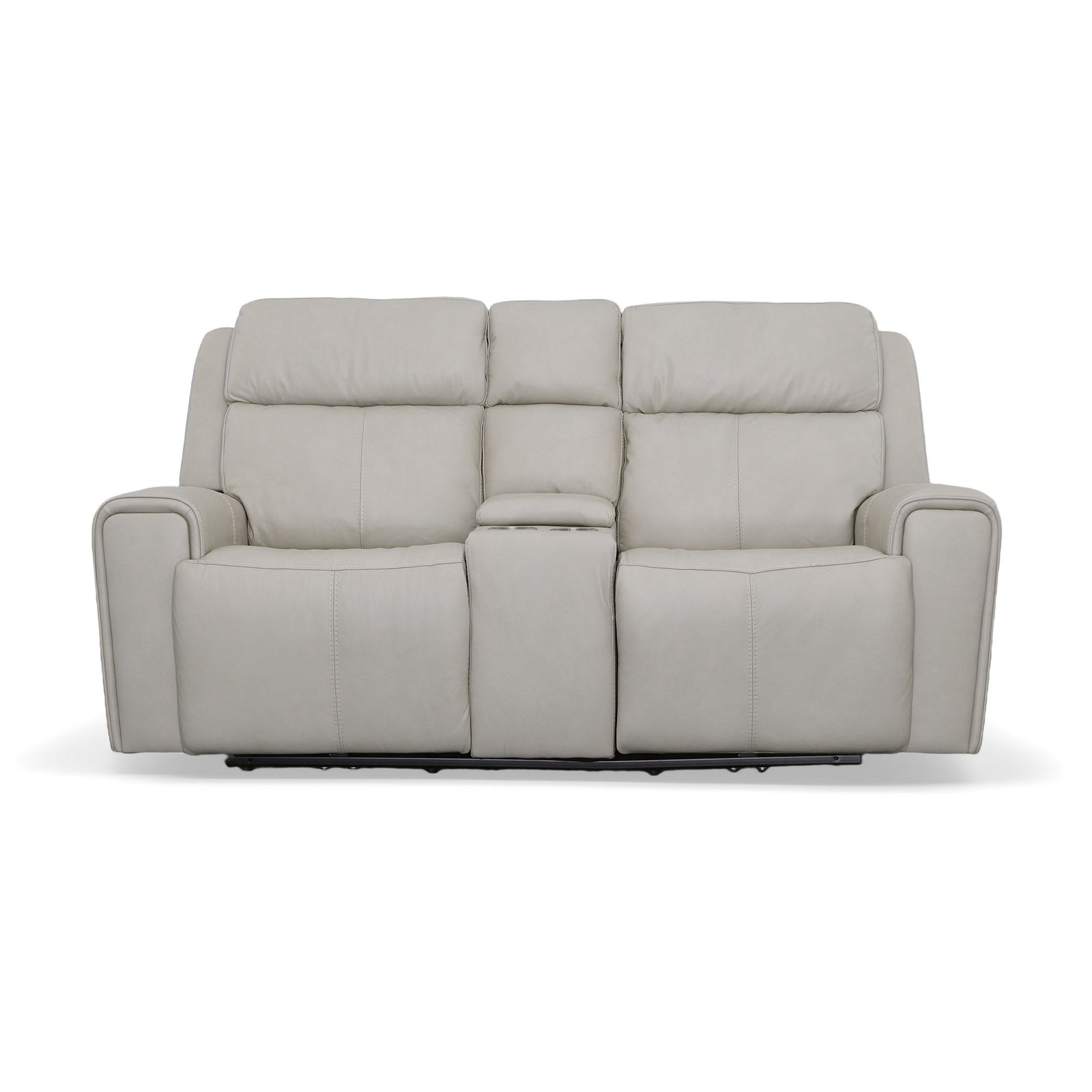 Barnett Power Reclining Loveseat With Console, Power Headrests & Lumbar Timber