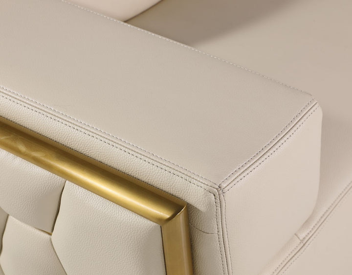 DivanItalia 1111 Sofa with Adjustable Headrest in Top-Grain Italian Leather - Cream