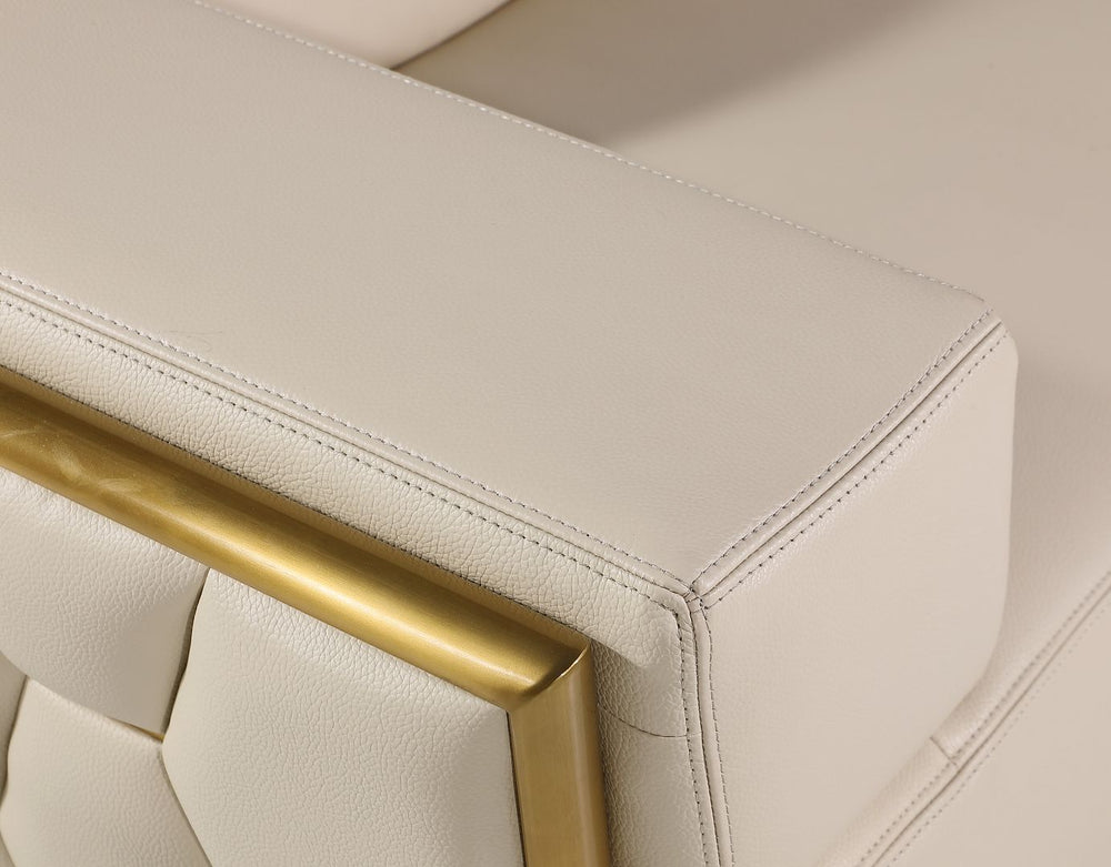 DivanItalia 1111 Sofa with Adjustable Headrest in Top-Grain Italian Leather - Cream