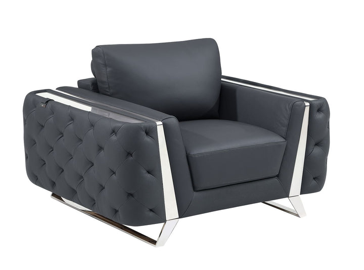 DivanItalia 1050 Chair in Top-Grain Italian Leather - Dark Gray