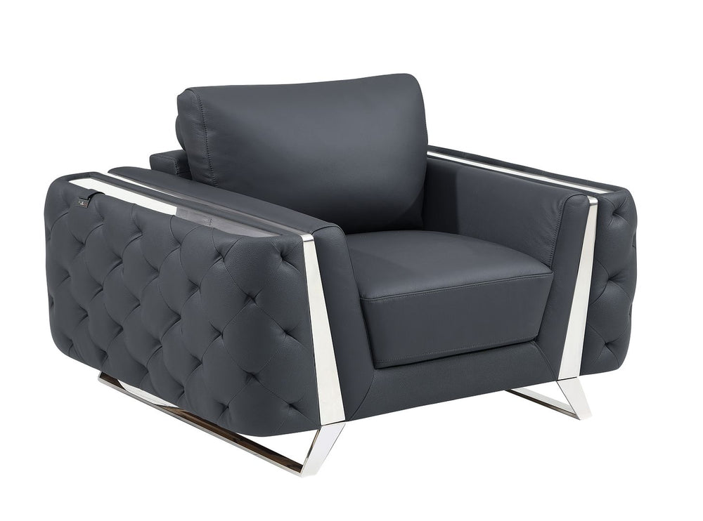 DivanItalia 1050 Chair in Top-Grain Italian Leather - Dark Gray