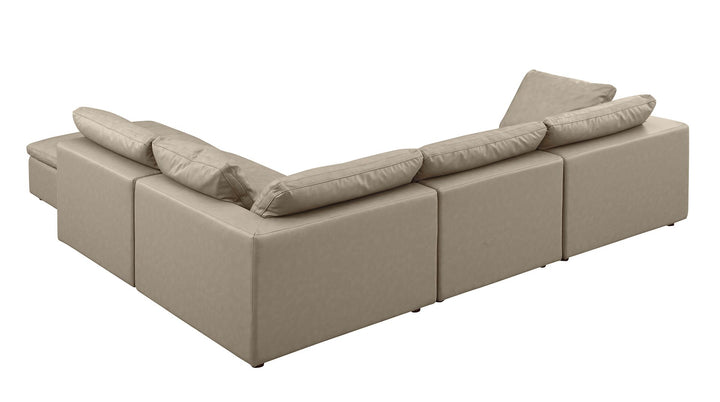 DivanItalia 1100 5-Piece Right Arm Facing 3-Seat Sectional – Top-Grain Italian Leather - Beige
