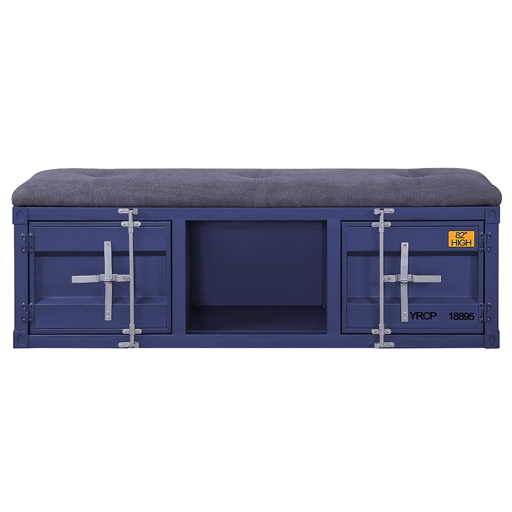 Cargo - Bench With Storage - Gray Fabric & Blue